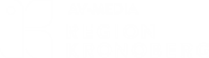 AV-media logotyp, vit liggande
