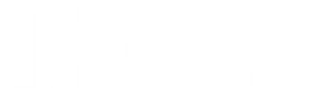 AV-media logotyp, vit liggande