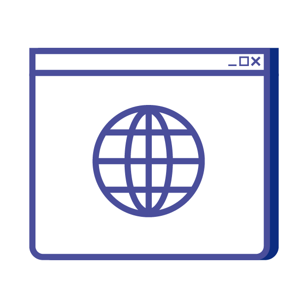 Illustration av en blå webbplats