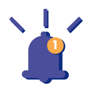 Illustration av en blå notisklocka